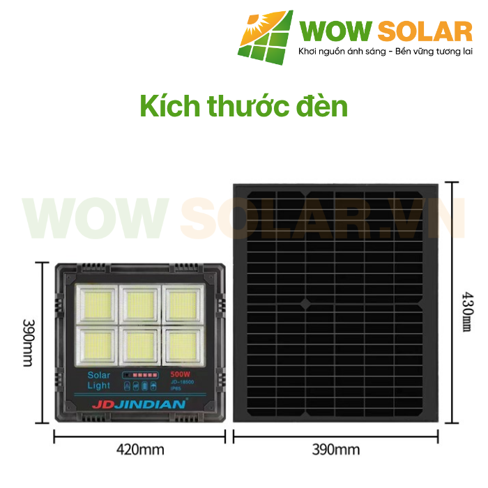 Đèn pha LED năng lượng mặt trời JD-18500 500W