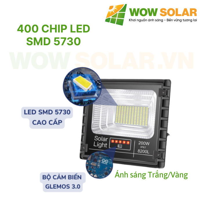 Đèn pha LED năng lượng mặt trời JD-8200L 200W