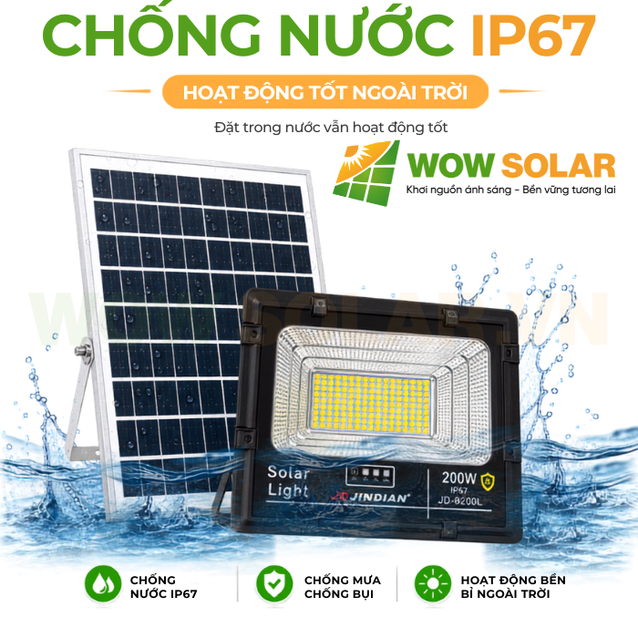 Đèn pha LED năng lượng mặt trời JD-8200L 200W