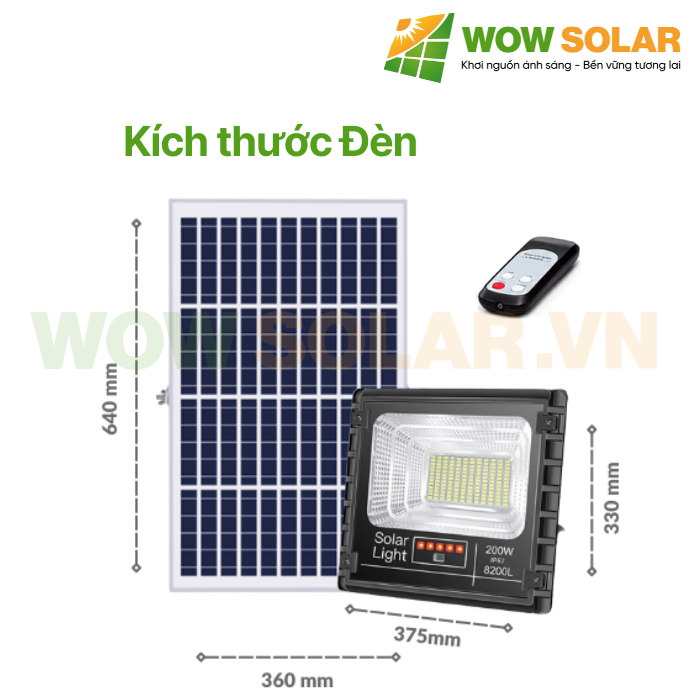 Đèn pha LED năng lượng mặt trời JD8200L 200W