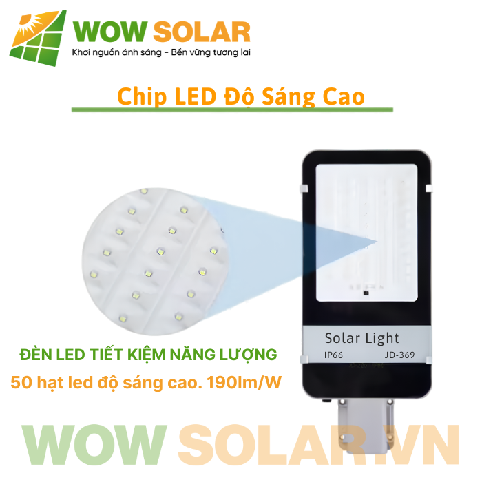 Đèn đường năng lượng mặt trời Jindian JD-369 300W chống chói