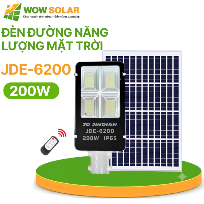 Đèn đường năng lượng mặt trời Jindian JDE-6200 200W chính hãng