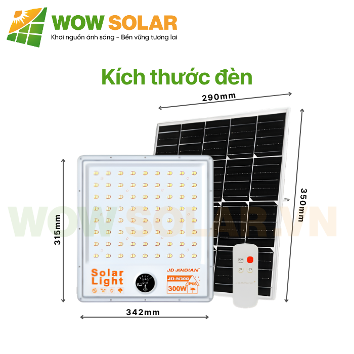 Đèn pha LED năng lượng mặt trời chống chói JD-N300 300W